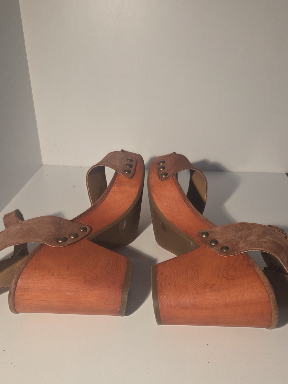 Lucky Brand Brown Suede Wooden Platform Sandals - Women's Size 9M - Picture 14 of 14